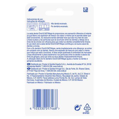 Hilo dental encerado Oral-B satin tape menta