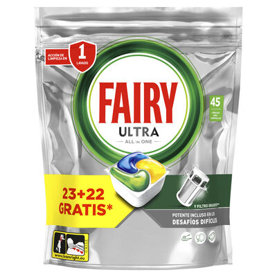 Detergente lavavajillas cápsulas Fairy 45 unidades ultra