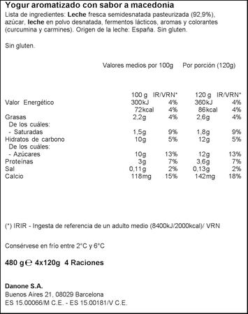 Yogur Danone pack 4 macedonia