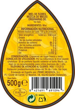 Miel de flores Alipende 500g antigoteo