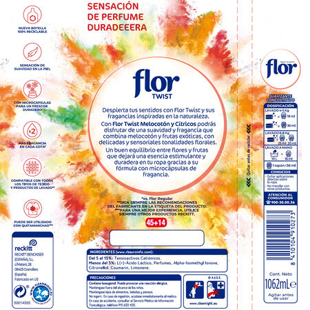 Suavizante Flor Twist 59 lavados melocotón