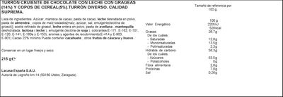 Turr&oacute;n de chocolate Lacasa 215g con lacasitos