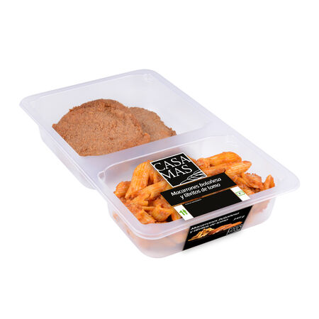 Menú de macarrones a la boloñesa + libritos de lomo Casa Mas 345g