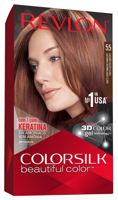 Tinte de cabello sin amon&iacute;aco Revlon Colorsilk n&ordm;55 casta&ntilde;o rojizo claro