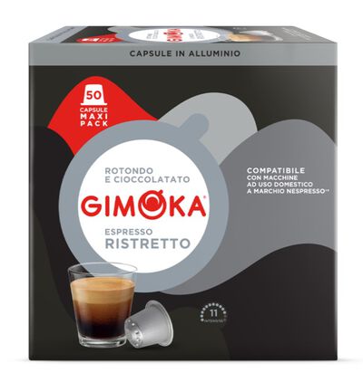 C&aacute;psulas de caf&eacute; compatible con Nespresso espresso ristretto Gimoka 50 c&aacute;psulas