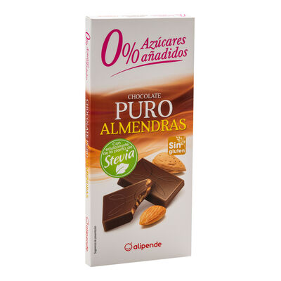 Chocolate puro almendras s/gluten s/azúcar añadido Alipende 150g