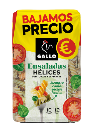 Helices vegetales tomate y espinacas Gallo 400g