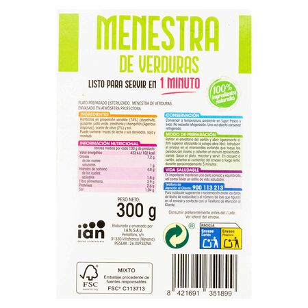 Menestra de verduras s/gluten Alipende 300g