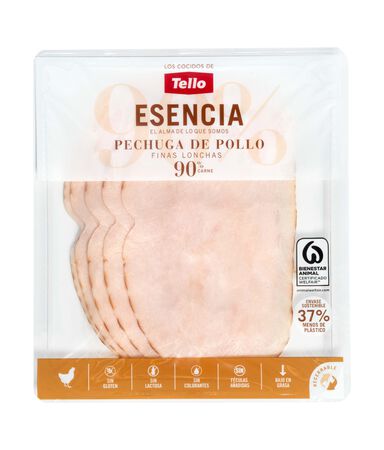 Pechuga de pollo en finas lonchas esencia Tello 125g