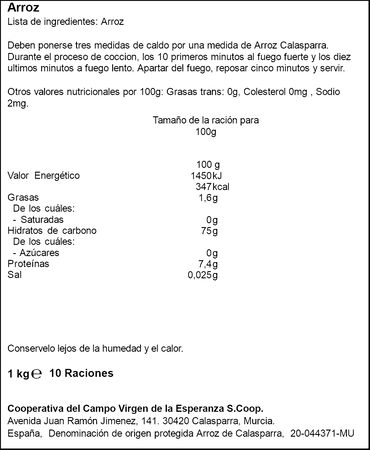 Arroz DO Calasparra Esperanza 1kg
