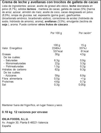 Crema de leche y avellanas cookie&cream Nocilla 180g