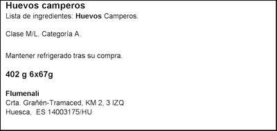 Huevos camperos tama&ntilde;o M-L Corral Monegros 6 unidades