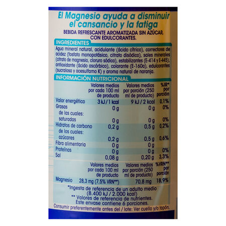 Bebida isotónica sin azúcar magnesio Alipende 1,5l naranja