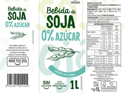 Bebida de soja 0% azucar Alipende 1l
