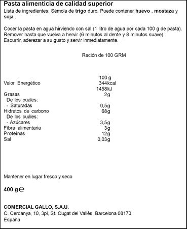 Pluma N&ordm;3 Gallo 400g