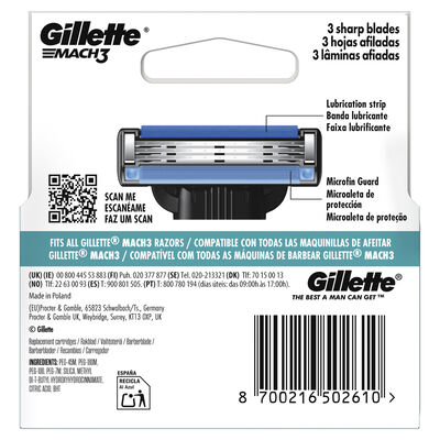 Hojas de afeitar Gillette 4 unidades recambio mach 3