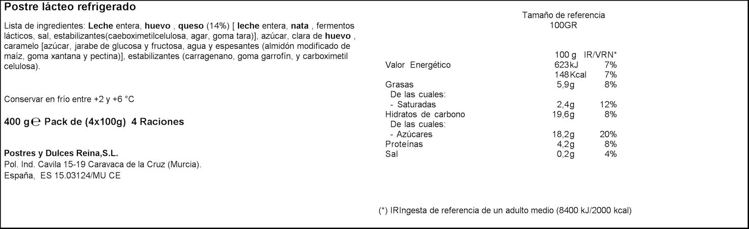 Flan de queso Reina pack 4