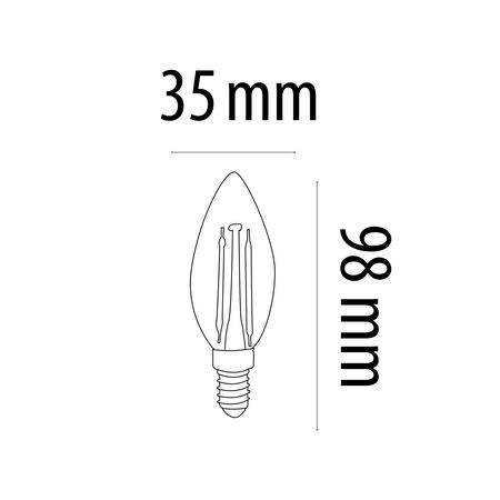 Bombilla Led vela e14 filamento TM c35 6W cálida