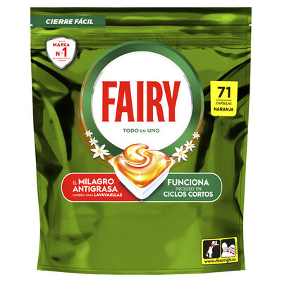Detergente lavavajillas en cápsulas Fairy 71 unidades naranja