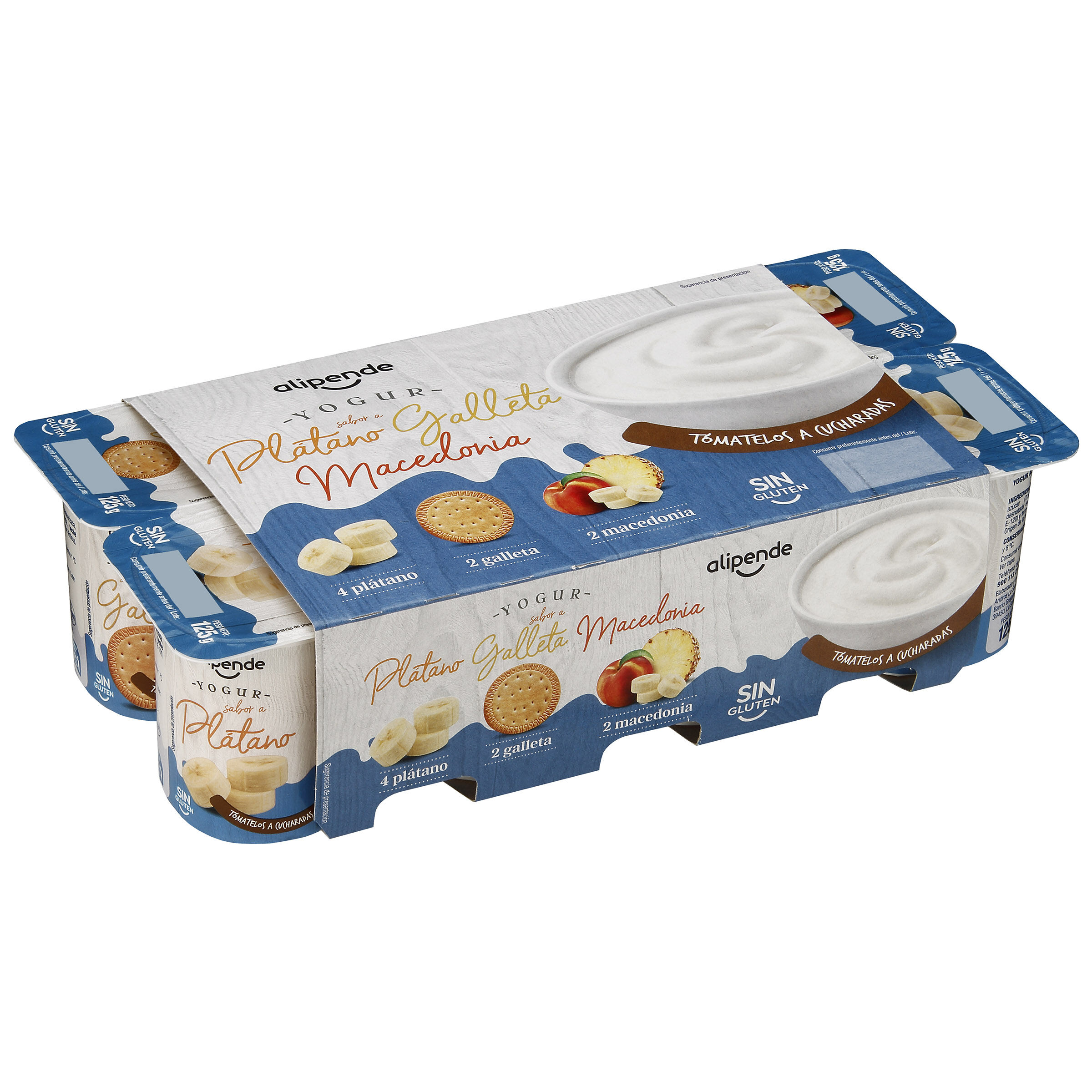 Yogur Alipende pack 8 platano-macedonia-galleta