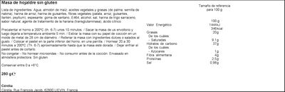 Masa de hojaldre sin gluten 280g