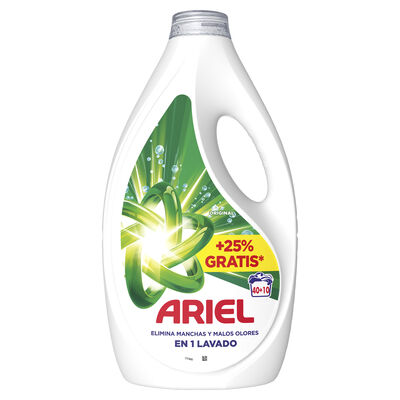 Detergente liquido Ariel 50 lavados original elimina manchas y malos olores