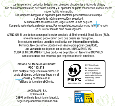 Tamp&oacute;n compact Bodyplus 20 unidades