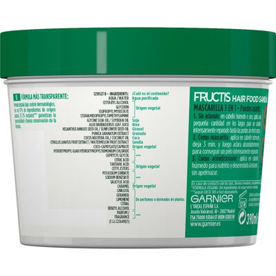 Mascarilla capilar Fructis 390ml revitalizante sand&iacute;a