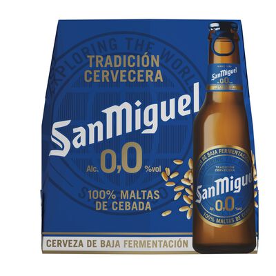 Cerveza sin alcohol San Miguel 0,0% pack 6 botellas 25cl