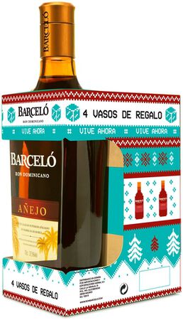 Ron añejo Barceló 70cl + regalo 4 vasos