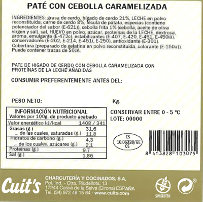 Lote: 150g. Mousse Pato+ 150g Mousse Pato Manzana+150g Pate Cuits Cebolla Carameliza