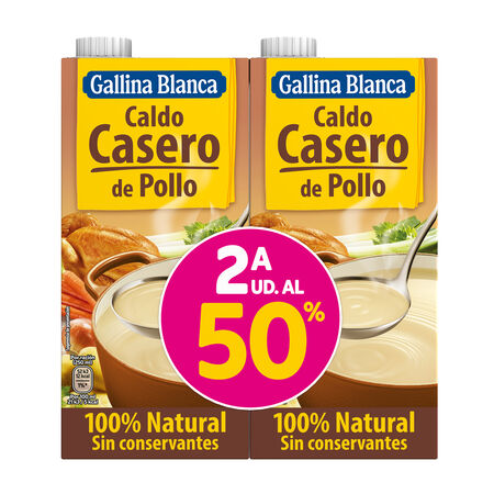 Caldo casero de pollo Gallina Blanca 1l 2ªunid al 50% Pack 2