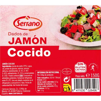 Dados Jam&oacute;n Cocido Serrano 150G Sin Gluten