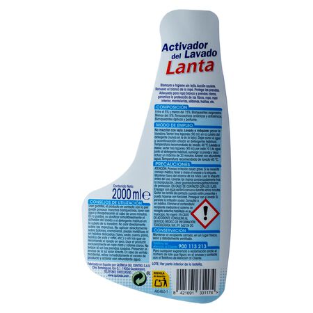 Quitamanchas líquido Lanta 2l para ropa blanca