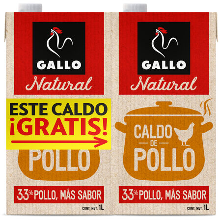 Caldo natural de pollo Gallo 1l +1l gratis