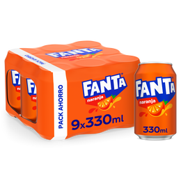 Refresco naranja Fanta lata 33cl pack 9