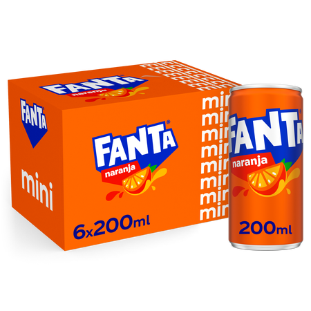 Refresco naranja Fanta mini lata 20cl pack 6