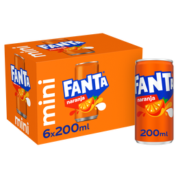 Refresco naranja Fanta mini lata 20cl pack 6