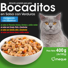 Comida húmeda gato bocaditos Meque verduras pack 4