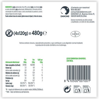 B&iacute;fidus Activia pack 4 fresa