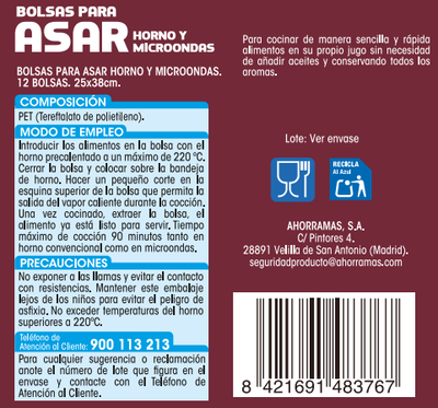 Bolsas para asar Lanta 12 uds