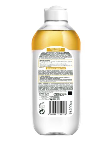 Agua micelar Garnier 400ml aceite que desmaquilla limpia y nutre
