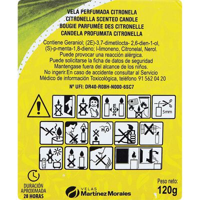 Vela insecticida perfumada Lumar citronella