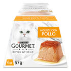 Comida h&uacute;meda gato Purina Revelations pollo pack 4