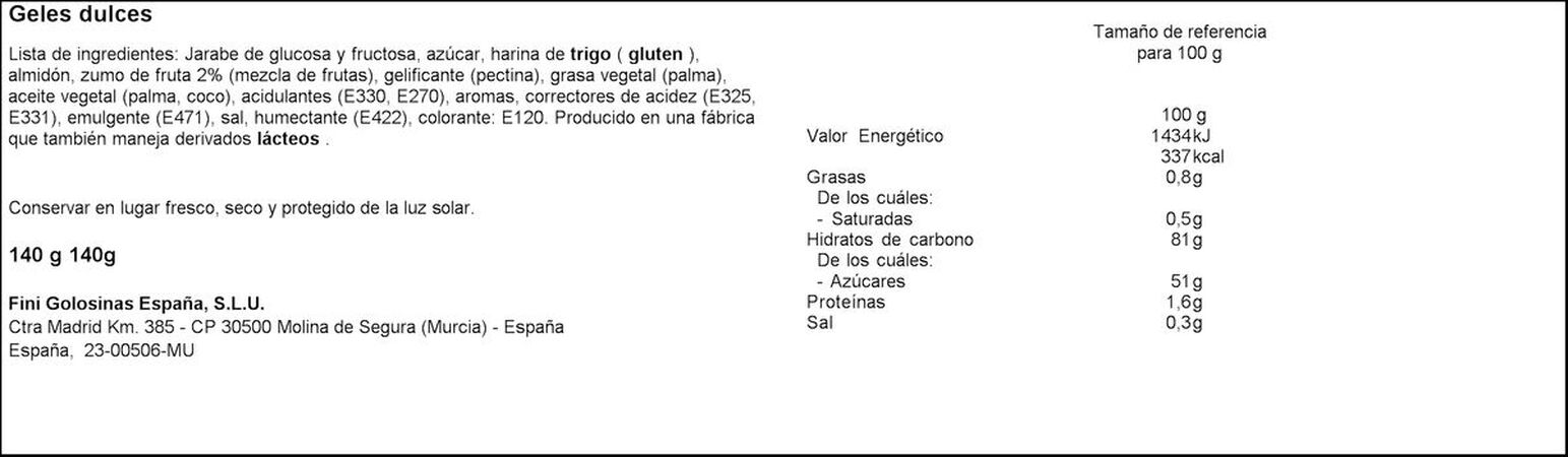 Regaliz Fini 125g torcidas rellenas con zumo de fruta