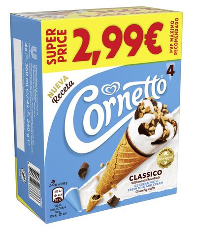 Helado Cornetto frigo 4u Classico