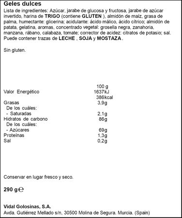 Golosina regaliz con pica pica sabor fresa Vidal 290g