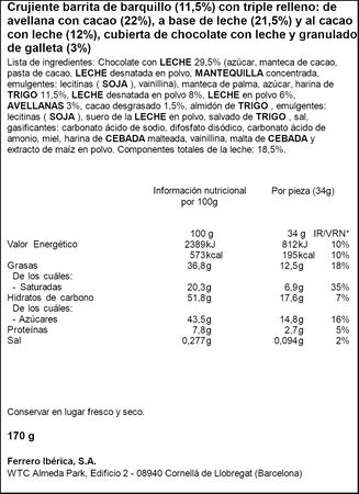 Barrita de chocolate con leche crujiente Kinder 5 unidades