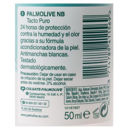 Desodorante en roll-on NB 50ml tacto puro con extracto de pura leche