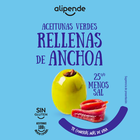 Aceitunas rellenas Alipende 150g suave reducido en sal